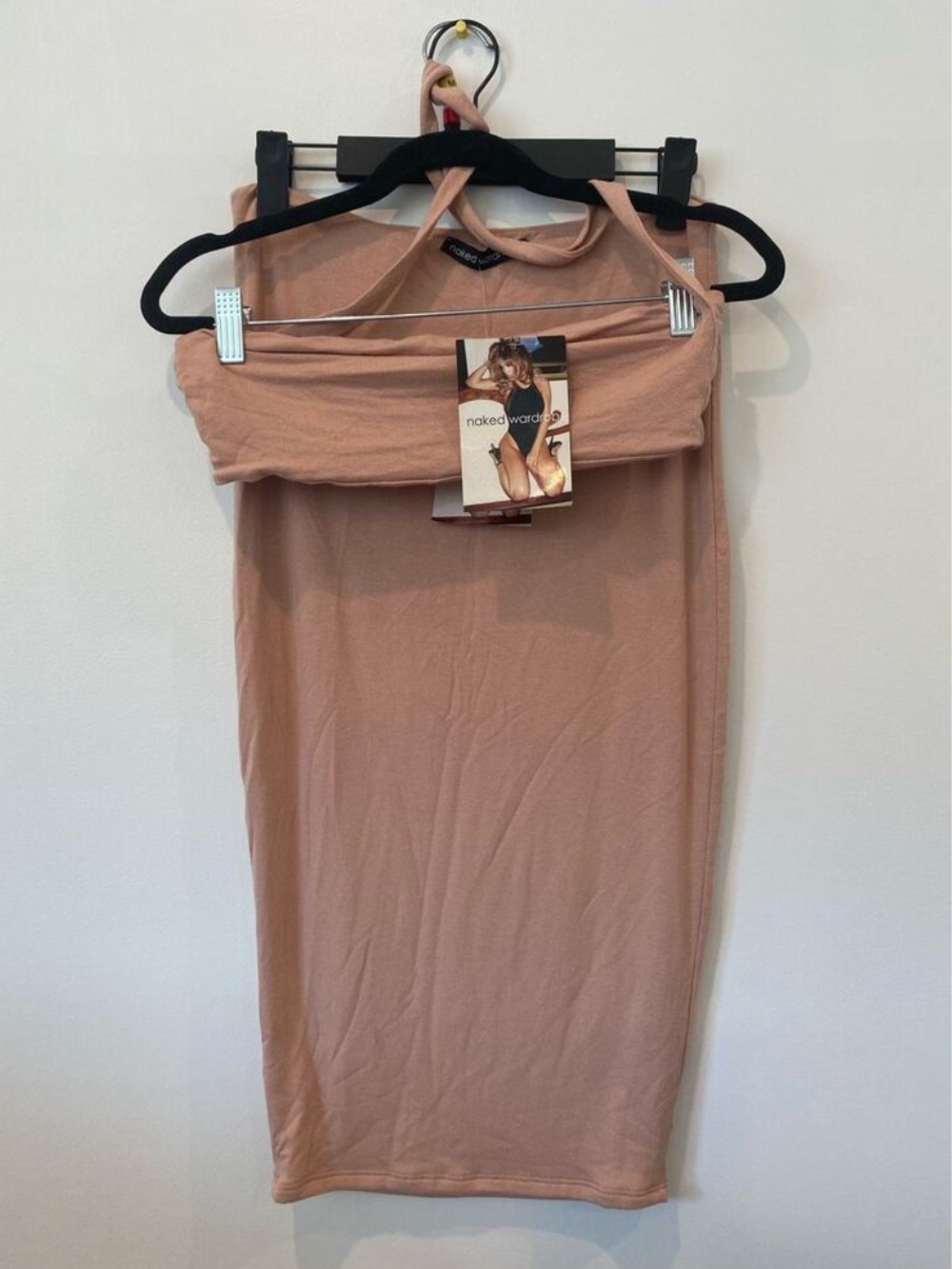 NWT Naked Wardrobe multi way halter crop top and bodycon skirt set